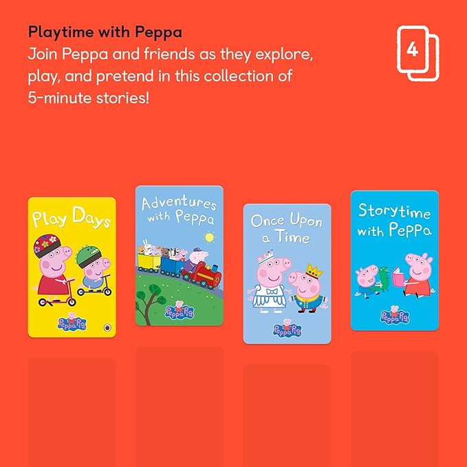 YOTO Playtime with Peppa – 4 Kids Audio Cards for Use with Player & Mini All-in-1 Audio Device, Educational & Screen-Free Listening with Fun Stories for Daytime, Bedtime & Travel, Ages 3+