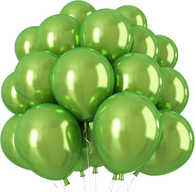 Chrome Green Balloons, 50 PCS 10 Inch Double-Layered Metallic Light Green Balloons, Shiny Thick Chrome Metallic Light Latex Helium Balloon for Birthday Wedding Party Decoration Supplies