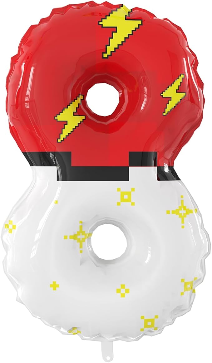 40 Inch Giant Red and White Cartoon Theme Number Foil Balloons - Large Number 8 Balloons Animation for Kids' Birthday Anniversary Party Decorations Supplies (Numbers 0-9 Available)