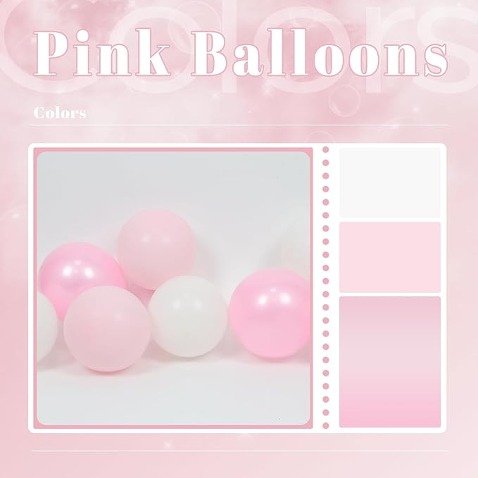 60pcs Pink and White Balloons 12inch with Clear Pastel Pearl Pink Balloons for Wedding Bridal Baby Shower Shower Birthday Party Decorations