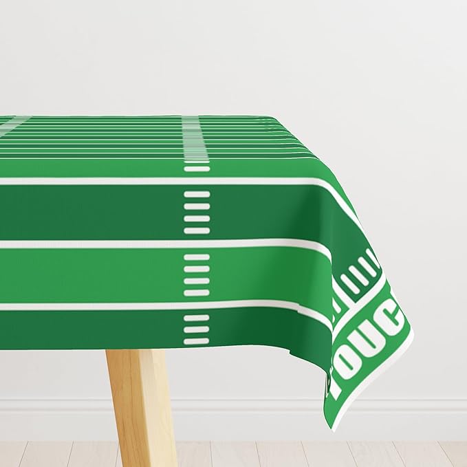 Football Tablecloth 54×108 Inch, Green Field Plastic Table Cover with Soccer Ball, Waterproof Disposable Table Cloth for Sports Theme Birthday Party, Sport Theme Party Supplies