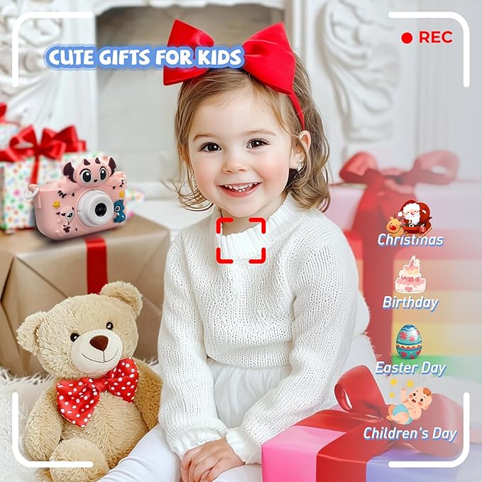 Kids Camera Toddler Digital Camera Little Girls Toy Camera for 3 4 5 7+ Years Old Boys Christmas Birthday Gifts for Kids Digital Camera 40MP Dual Lens 1080P HD Video Selfie Camera 32GB SD Card SP