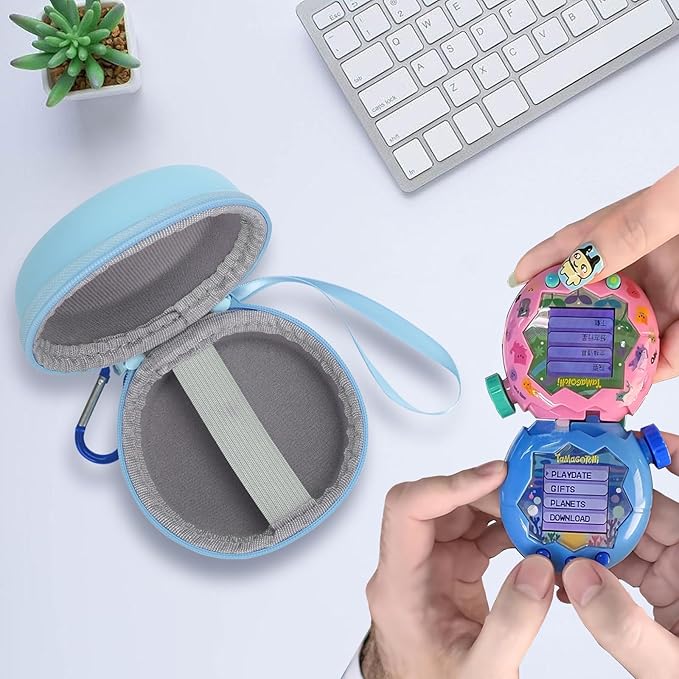 YouKnow Hard Case for Tamagotchi Paradise Electronic Virtual Pet Game Machine with Carabiner (Only Case) (Blue)