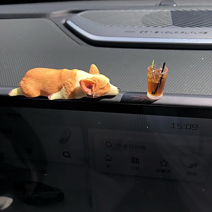 Cute Car Dashboard Decorations Accessories Interior for Men Women, Pembroke Welsh Corgi Dog Statues Collectible Figurines for Car Display Decor Rear View Mirror Decoration Computer Monitor Ornaments