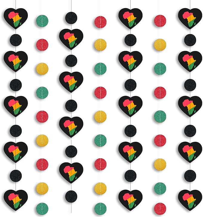MARFOREVER Black History Month Decorations Hanging Swirls, 5 Pcs 41 Ft African American Festival Ornaments Hanging Garland Streamers for Juneteenth Kwanzaa Black History Month Party Classroom Supplies