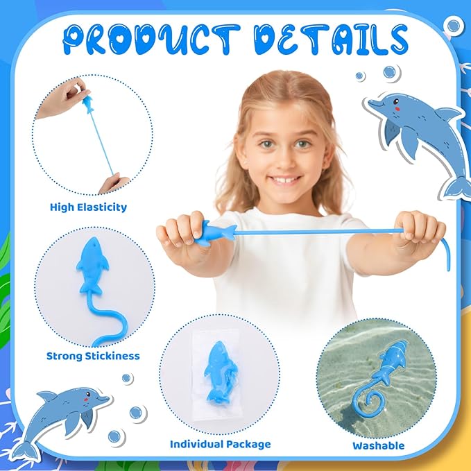 30 Pcs Blue Sticky Shark Toys for Stretchy Shark Gifts Ocean Under Sea Themed Favors Goodie Bags Stuffer Ocean Party Favor Supplies Prizes Rewards