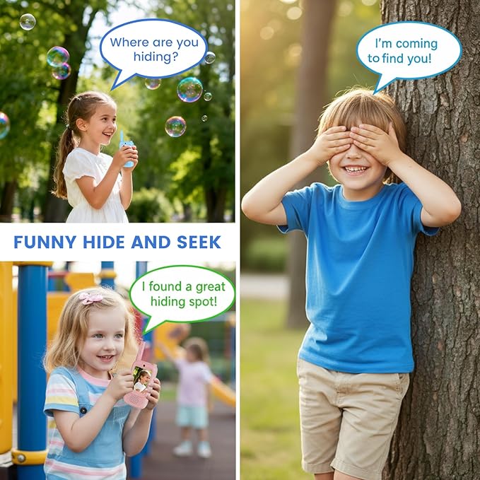 Video Walkie Talkies for Kids, 2 Pack HD Screen Walkie-Talkies for Ages 3–12 with 4 Voice Effects, Long Range, Indoor & Outdoor Toys for Camping, Hiking, Family Games, Great Birthday