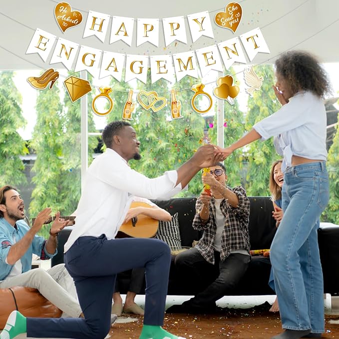 Happy Engagement Banner Decorations Just Engaged Decor Congratulations Banner Bachelorette Party Decorations Bride to Be Bridal Shower Wedding Supplies