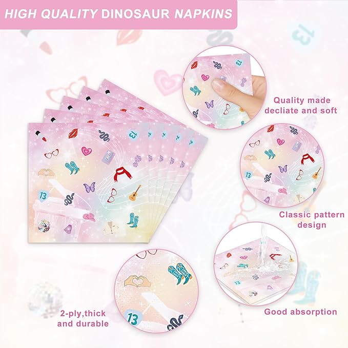 120PCS Birthday Era Party Supplies for Girl Fans In My Birthday Era Party Decorations Friendship Music Party Tableware Plates Napkin Cups Knives and Forks for 20 Guests