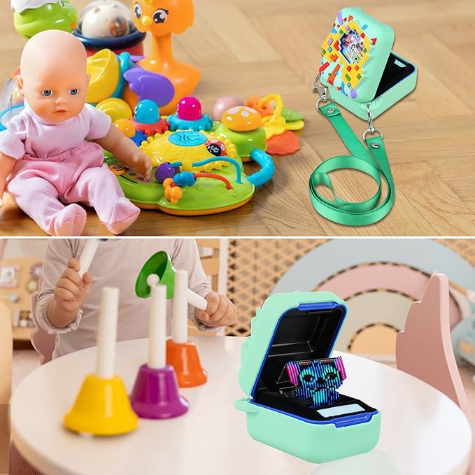 Elonbo Silicone Protective Case for Interactive Kids' Toys, Virtual Storage Cover, Electronic Pets Holder, Green