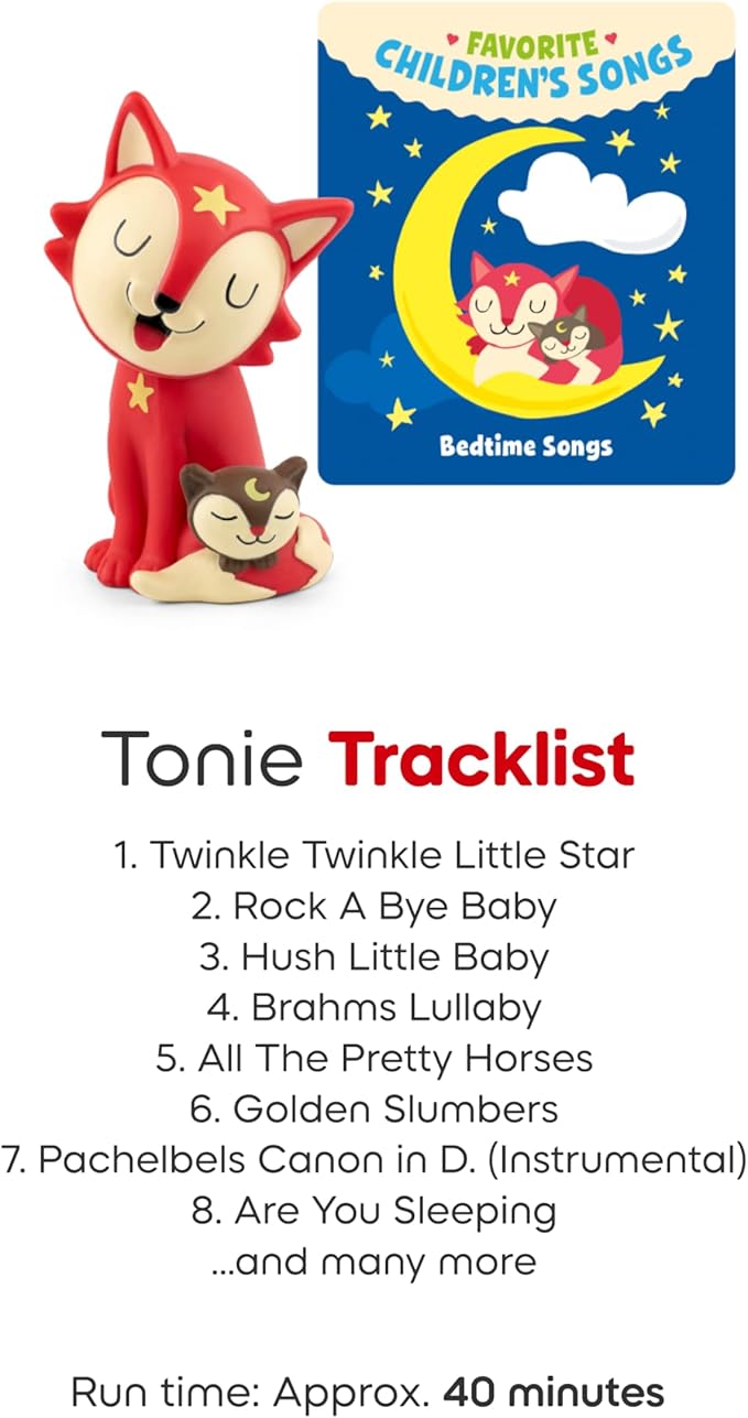 Toniebox 2 Audio Player Favorite Songs Bundle for Kids 1+ with Playtime Puppy, Bedtime Songs, Counting Songs, and Celebration Songs - Sunset Red