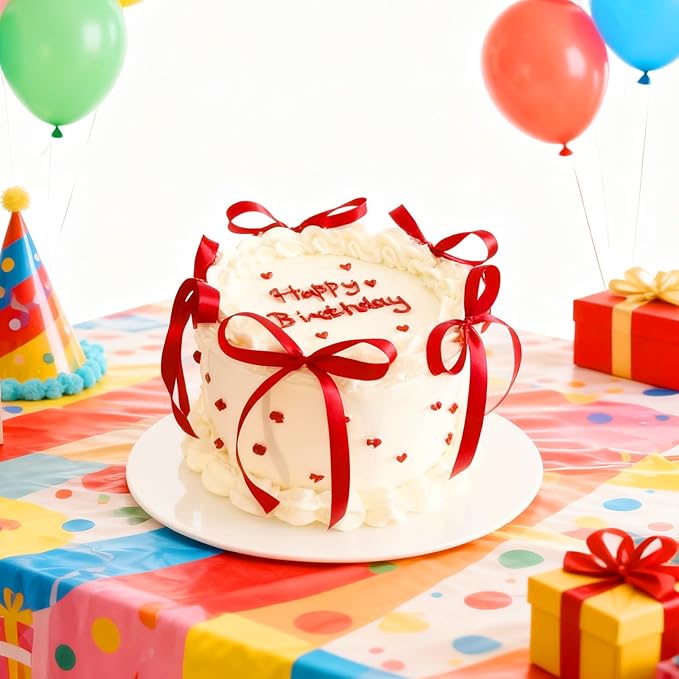 30 Pack Bow Cake Toppers Red Ribbons Bows for Cake Coquette Themed Bow Cupcake Toppers Red Bow Party Decoration for Birthday, Wedding, Baby Shower, Bachelorette, Graduation Party Supplies