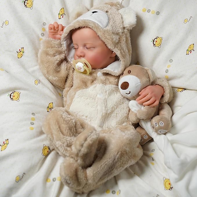BABESIDE Lifelike Reborn Baby Dolls Boy - 17-Inch Baby Soft Body Realistic-Newborn Baby Doll Silicone Full Body Vinyl Real Life Baby Dolls with Toy Accessories for Kids Age 3+