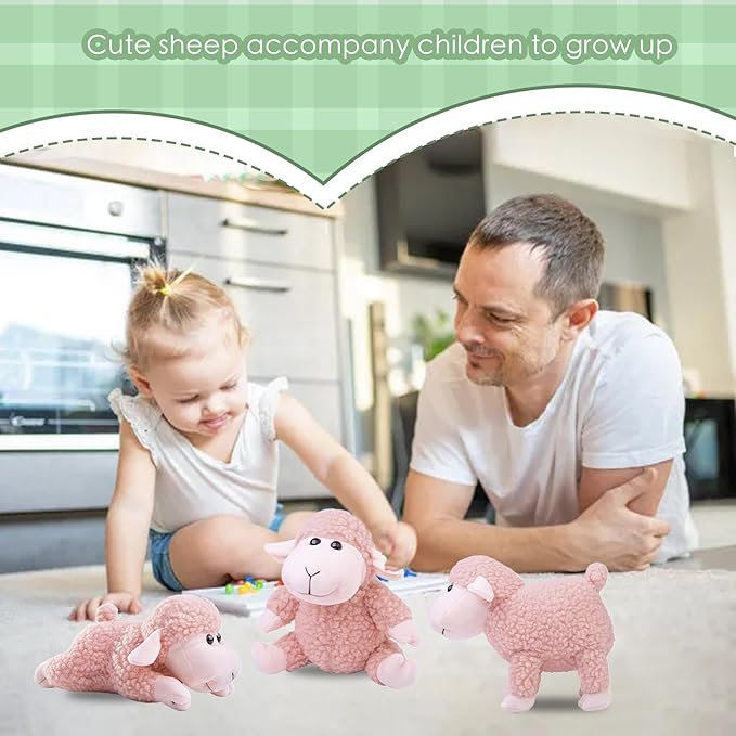 Tiny Heart Sheep Stuffed Animal, Sheep Plush Toy, Lamb Stuffed Animal Cute Soft Stuffed Lamb Kids Boys and Girls Birthday Home Decor Cuddly Pink Lamb Toys (Standing)