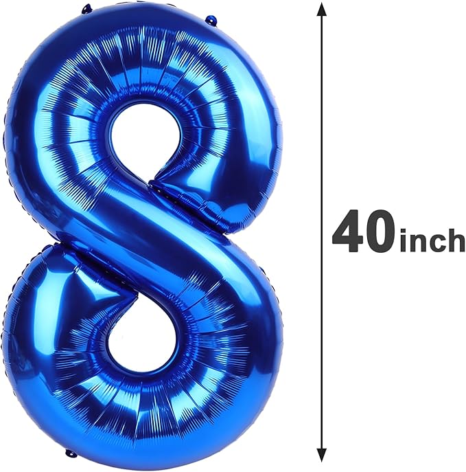 Navy Blue Giant Number 8 Balloon 40 Inch, 8th Eight Blue Birthday Decorations, Men Women 8 18 28 38 80 88 Birthday Number Balloons, 8 Balloon Number Anniversary Graduations Party Supplies