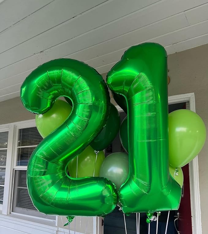 Green Number 40 Balloon 40 inch, 40th Green Birthday Decorations, 40 Year Old Women Men Party Supplies, St. Patrick's Day Games Theme Birthday Deco