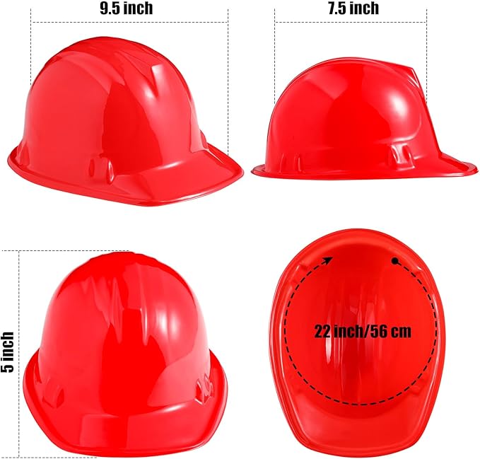 Sumind 48 Packs Construction Party Hats Kids Plastic Worker Helmet Bulk Toy for 3-8 Years Children Dress up Party Supplies(Red)