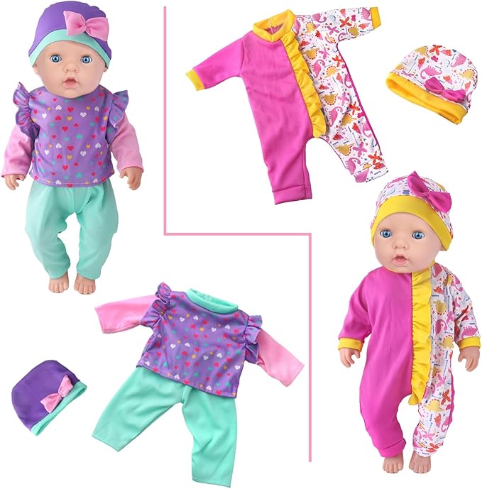 UNICORN ELEMENT 10 Sets Baby Doll Clothes for 14-18 Inch Dolls, 17 Inch Baby Doll Clothes and Headbands Outfits Pjs Accessories for 43cm New Born Dolls