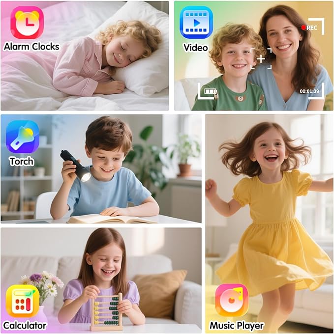 Cosjoype Kids Game Smart Watch for Kids with 39 Puzzle Games HD Touch Screen Camera Music Player Pedometer Alarm Clock Calculator Flashlight 12/24hr Kid Watch Gift for 4-12 Year Old Boys Toys for Kid