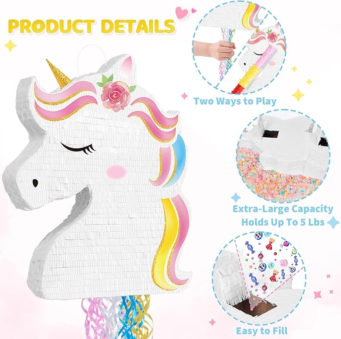 WERNNSAI Unicorn Large Piñata - Birthday Party Supplies 52 * 40cm