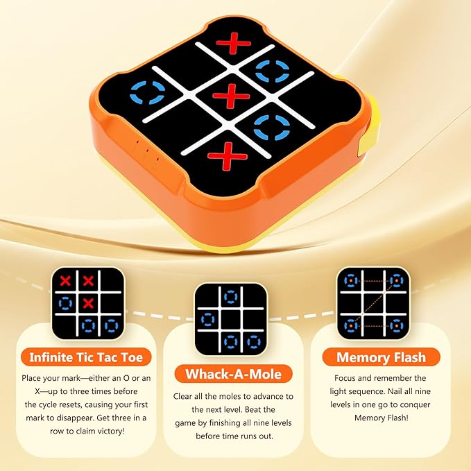 AI Smart Tic Tac Toe Game Electronic Tic Tac Toe Game 3-in-1 Memory & Brain Games | Birthday Gift for Kids and Adults Portable Learing Toy Gift