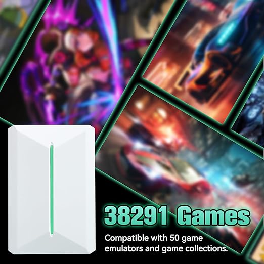 Retro Game Console Hdd 500GB, Plug and Play Video Game Console with Built in 38291 Game, Emulator Console Compatible with 50 Game Emulators, Playnite&Retrobat 2 Game Syatem in 1