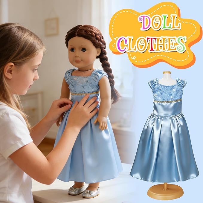 18 inch Doll Clothes Accessories -6Pcs Different Princess Costume Gift Fits All 18-inch Dolls Across Brands
