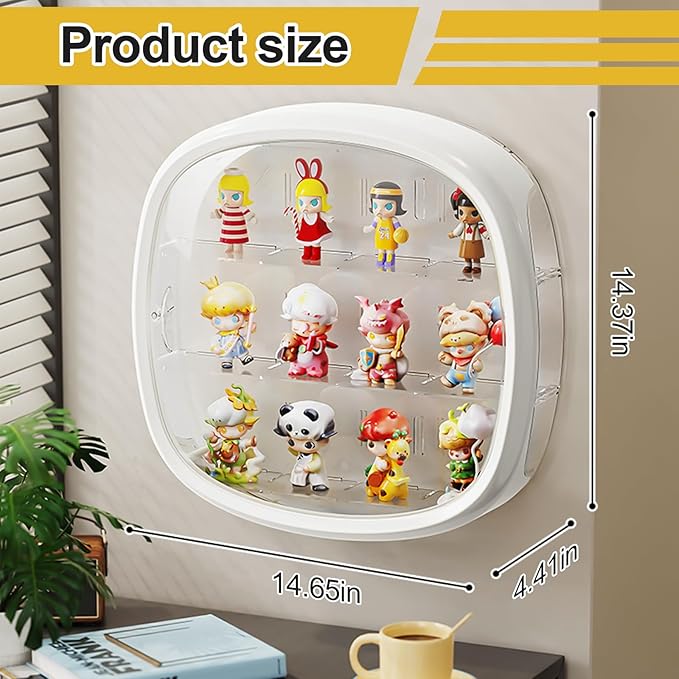 3 Tiers Clear Figure Display Case with Lights, Wall-Mounted Storage Organizer Box with Magnetic Door, Dustproof Showcase for Collectibles Action Figure(1, Wall-Mounted Large)