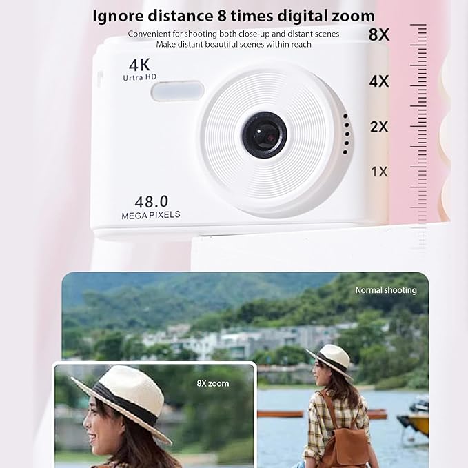 720P Electronic Camera for Children 48MP Photo 4K Video Registering Scratch Immune Display 16X Enlarge Multiple Color Sieves Electronic Toy Camera Gift