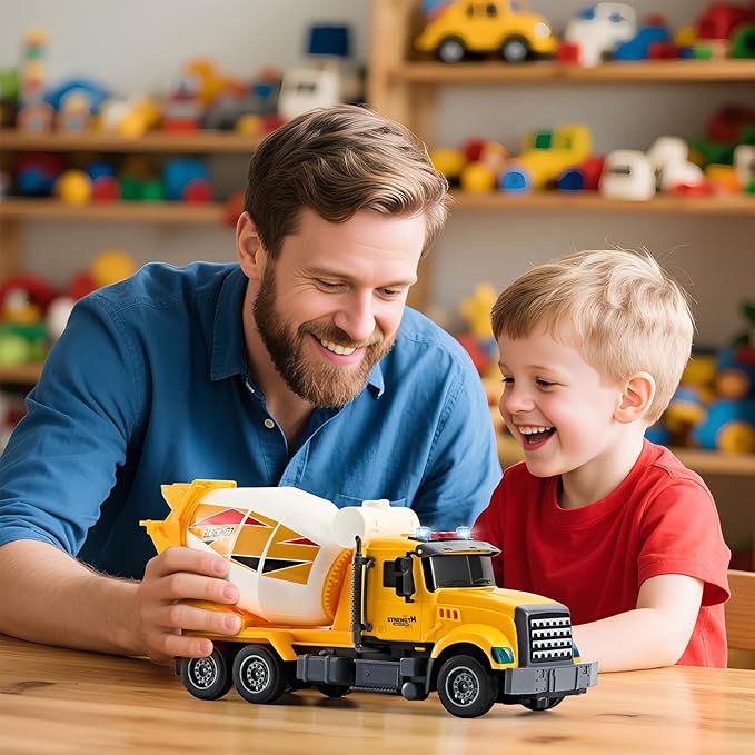 Large Cement Mixer Truck,Toys for 3 4 5 6 7 8 Year Old Boys, Lights and Sounds Truck Vehicles Toy for Kids Childs Toddlers Christmas Birthday Gift