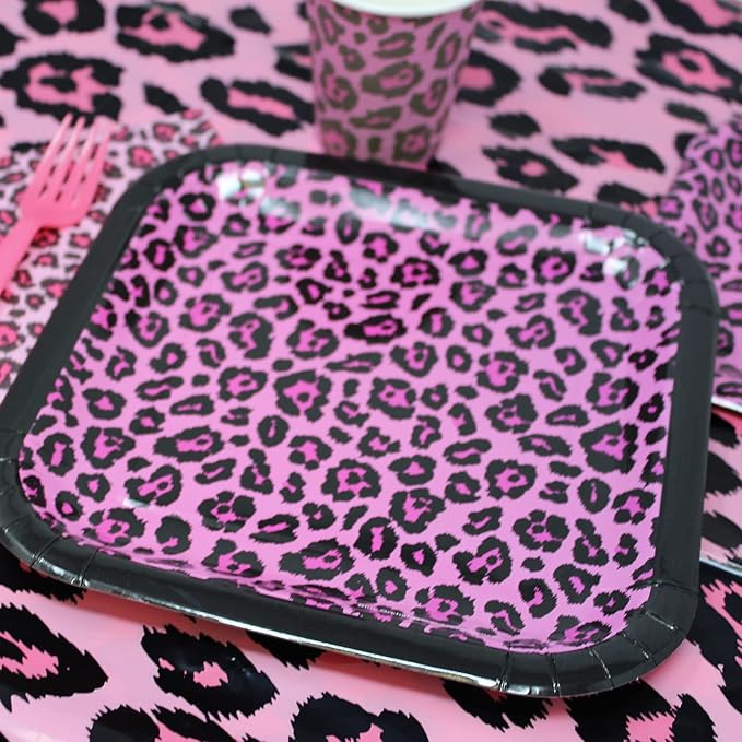 Blue Orchards Pink Leopard Table Covers (Pack of 3) - 54"x108" XL - Pink Leopard Birthday Party Supplies, Pink Tablecover, Cheetah Party Decorations, Leopard Party for Girls, Leopard Print Baby Shower