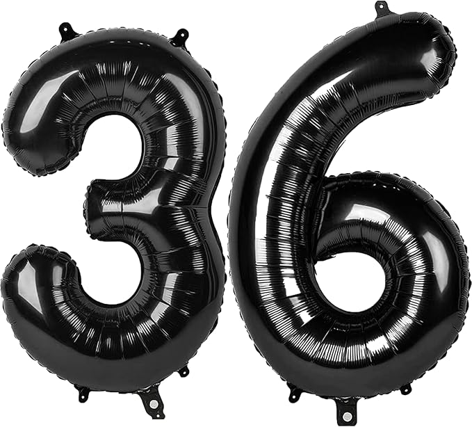 40 Inch Black Number 36 Digital Balloon,Jumbo Mylar Foil Helium Balloon for 36 Balloons for Birthday Party,Wedding Anniversary Party Decorations