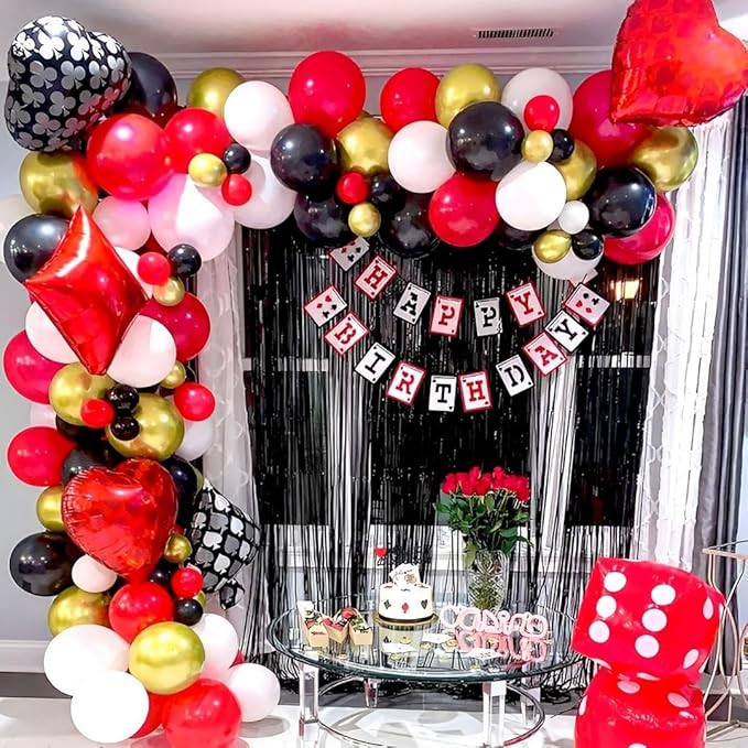 Red Black and Gold Party Balloons, Black and Red Latex Balloons 50 Pcs 12 inch Red Black Gold Balloons For Graduation Hollywood Casino Wedding Party Decoration