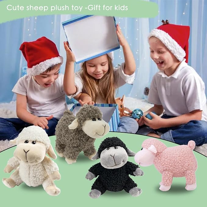 Tiny Heart Sheep Stuffed Animal, Sheep Plush Toy, Lamb Stuffed Animal Cute Soft Stuffed Lamb Kids Boys and Girls Home Decor Cuddly Grey Lamb Toys (Standing)