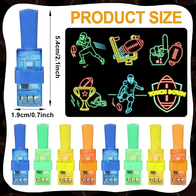 36Pcs Football LED Finger Lights Sport Party Favors Glow in the Dark Light Up Finger Lights Rugby Themed Toys Bulk for Birthday Party Goodie Bag Stuffer Birthday Gifts Classroom Prize
