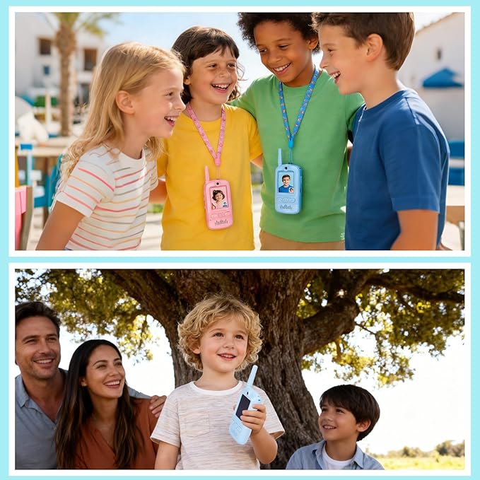 Video Walkie Talkies for Kids,Rechargeable Kids Toys 2 Pack,Long Range Radio Walkie Talkies,3-12 Boys and Girls Indoor, Outdoor, Camping, Adventure Fun Toys