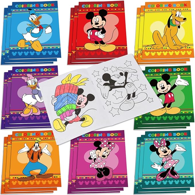 Mickey Birthday Party Supplies, 24Pcs Mouse Coloring Books for Minnie Birthday Party Gifts, Goodie Bag Stuffers, Classroom Rewards, 8 Styles