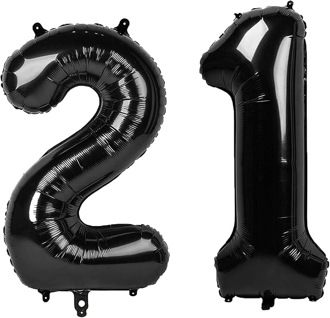 40 Inch Black Number 21 Digital Balloon,Jumbo Mylar Foil Helium Balloon for 21 Balloons for Birthday Party,Wedding Anniversary Party Decorations