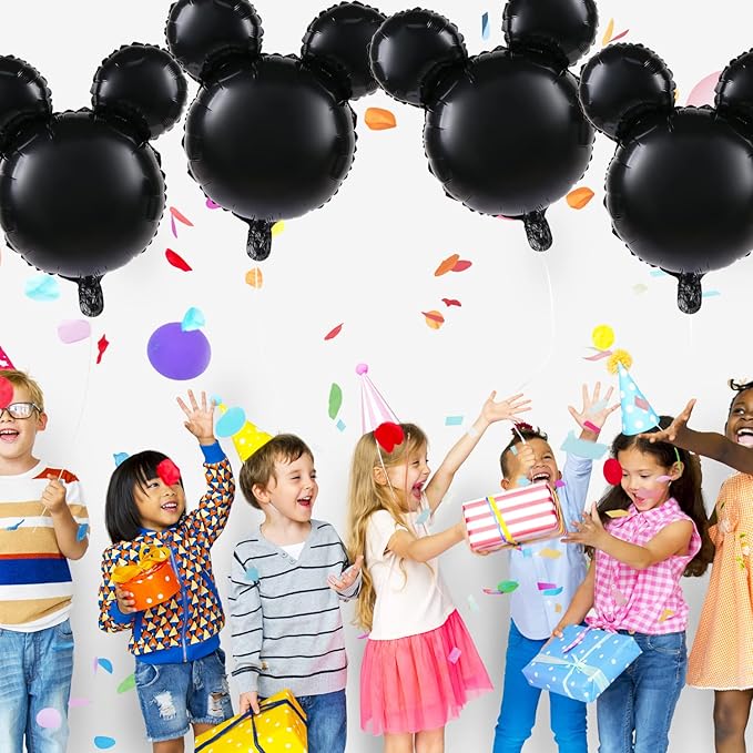 4 Pcs Bear Head Foil Balloons, 24'' Mylar Balloon for Birthday Party Decorations Jumbo Bear Head Aluminum Foil Balloons Party Favors Supplies (Black)