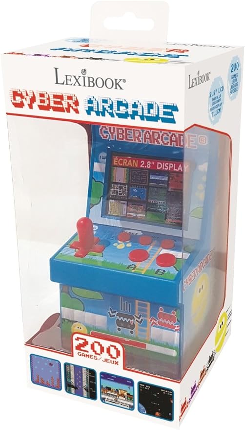 Lexibook Cyber Arcade Portable Retro Game Console, 200 Games, 2.8’’ LCD Colour Screen, Compact, Battery Operated, Blue/Green, JL2940