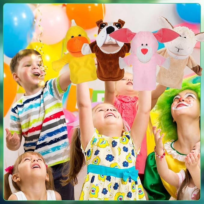 6 Pcs Hand Puppets Animal Hand Puppet with Working Mouth 9.8 Inch Soft Christmas Plush Toy for Toddler Kids Storytelling Teaching Preschool Show Theater Birthday Xmas Gifts(Farm Animals)