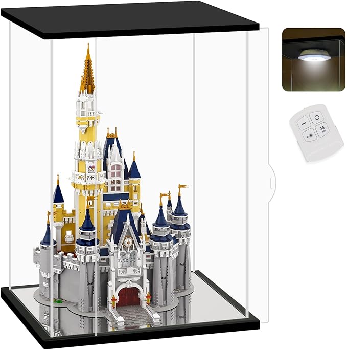 NONEMEY Clear Acrylic Display Case with Remote Control Light for Collectibles, Dustproof Model Showcase Organizer Box, Display Case for Collectibles (20x14x30.7inch,51x36x78cm)
