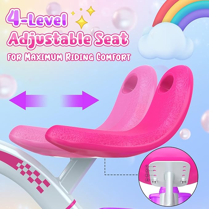 Toddler Tricycle for 1-3 3-5 Year Olds, 2 3 4 5 Year Old Girl Birthday Gifts, Purple Toddler Baby Bike, 4-Level Adjustable Seat, 3 Color Light Wheels, 2 Baskets, Outdoor Riding Toys for Ages 2-4