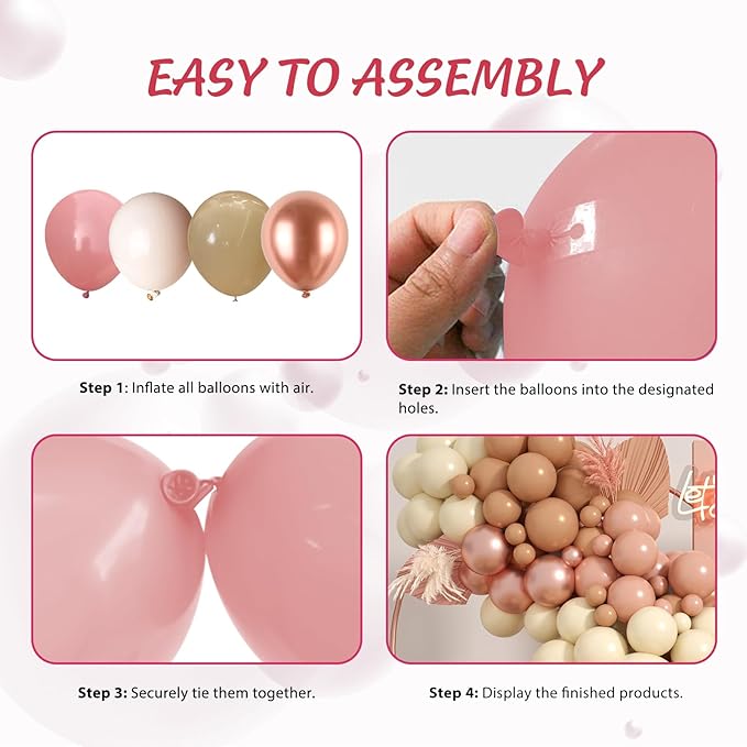 Boho Balloon Arch Kit,Retro Dusty Pink Apricot Brown Rose Gold Pastel Balloons for Girl Baby Shower Decorations Bridal Boho Wedding Engagement Anniversary Pink Birthday Party Decorations