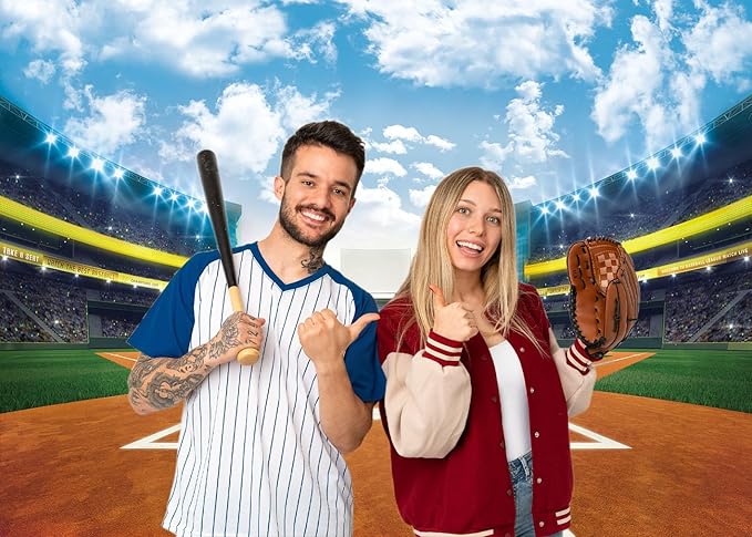 Baseball Backdrop Baseball Field Stadium Photography Backdrops for Sports Boys Birthday Party Decoration Banner Supplies (8x6FT(94 x 70 inch))