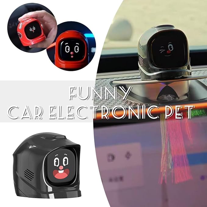 Smart Car Robot Dashboard AI Emotional Expression Dash Companion with 60 Cute Animated Expression Personalized Interior Style Center Console Decoration for All Cars, Interactive Driving Fun Gift(pink)