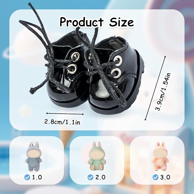 15-17cm Doll Shoes for 15-17cm Doll Boots, 6.7 inch Doll Shoes Accessories Easter Gifts (Black)