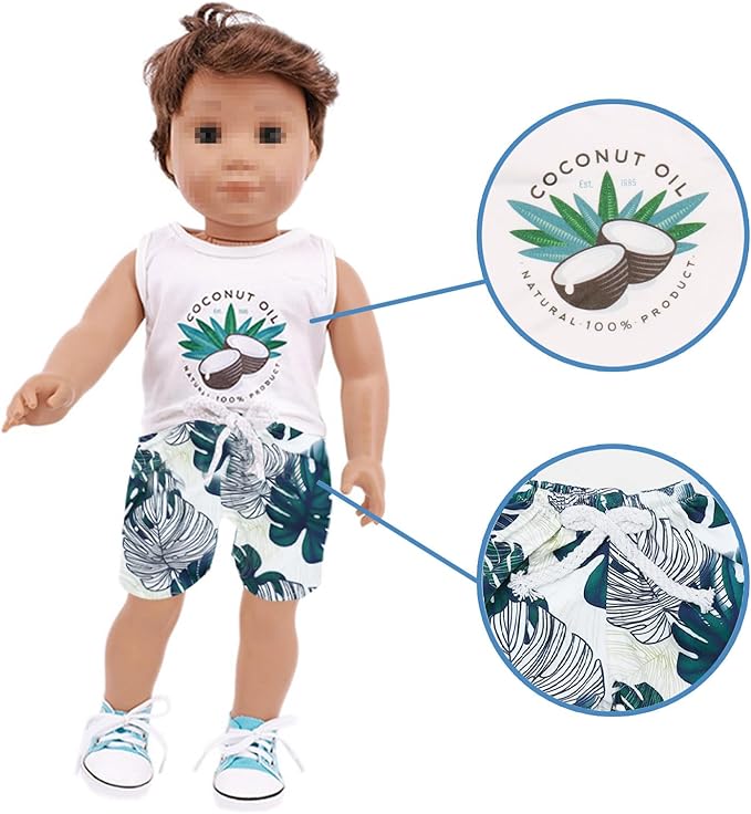 ONEST 7 Sets 18 Inch Boy Doll Clothes Dolls Outfits Dolls Accessories for American 18 Inch Boy Doll