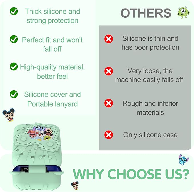 Silicone Case for Bitzee Disney Interactive Toy, Anti-Scratch, Washable, Shockproof Silicone Protective Cover for Bitzee Disney Interactive Toy Accessories with Lanyard - Mint Green
