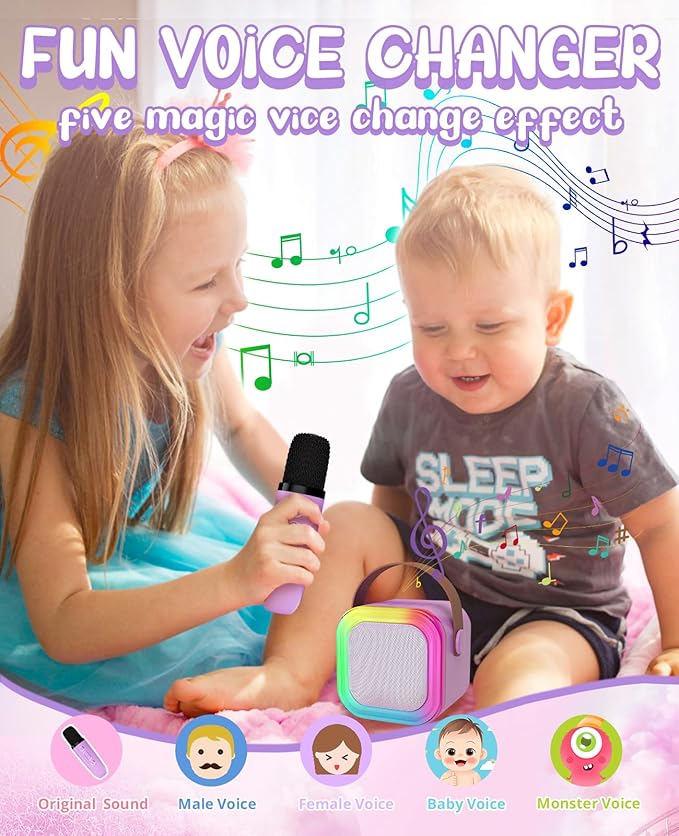 Karaoke Machine for Kids Microphone Wireless Toys Gifts for Teen Girls Age 5-7 Birthday for Kids 4 5 7 9 6 8 10 Year Old Ideas (Purple)